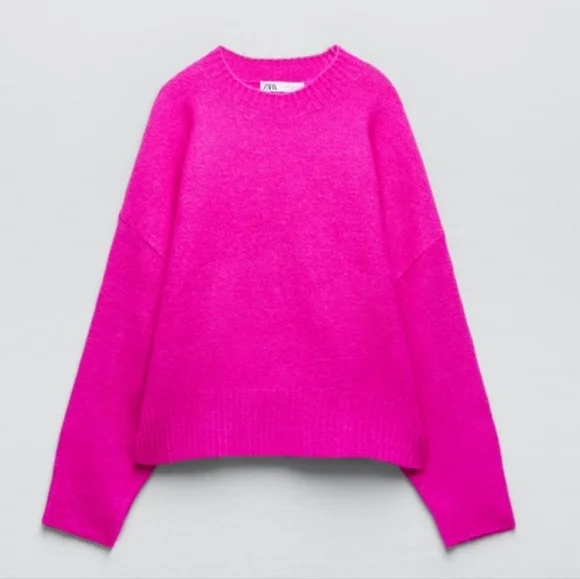 Zara Fuchsia Pullover Sweater Sz SMALL - Picture 7 of 12